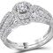 Gem And Harmony 1.00 Carat (Color G-H I1-I2) Diamond Engagement Ring Wedding Set Split Shank Halo in 14K White Gold